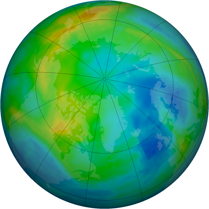 Arctic ozone map for 09 November 1982